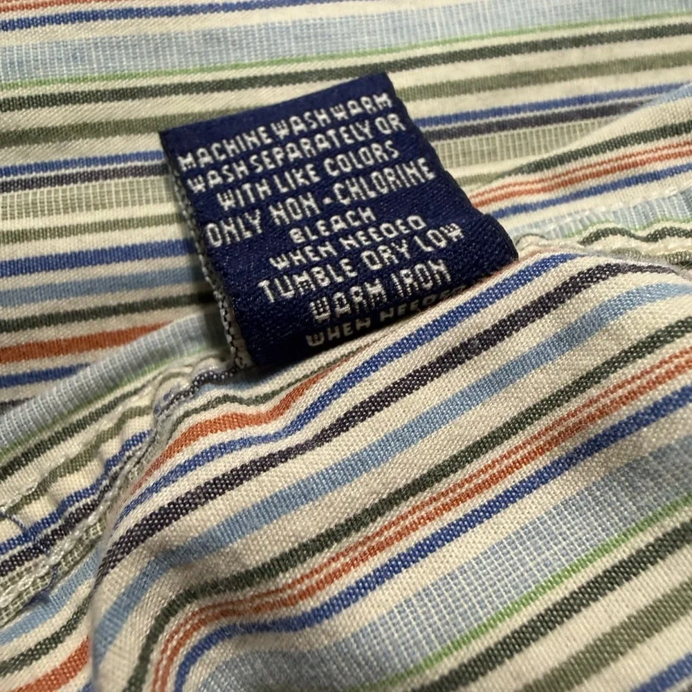 Vintage Robert Graham R&G Stripe Button Shirt L Multi Color Y2K Cotton - Picture 6 of 8